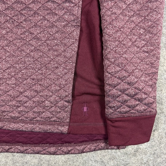 Smartwool Womens Merino Wool Quilted Half Zip Hoodie Burgundy Small - Picture 2 of 10